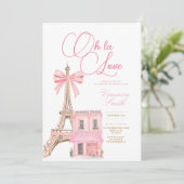 パリの塔をテーマにしたカフェの結婚前お披露目パーティー 招待状 (スタンド正面)