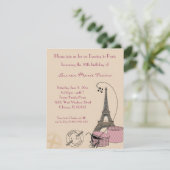 パリの夕べピンクテーマパーティの招待状 招待状 (スタンド正面)