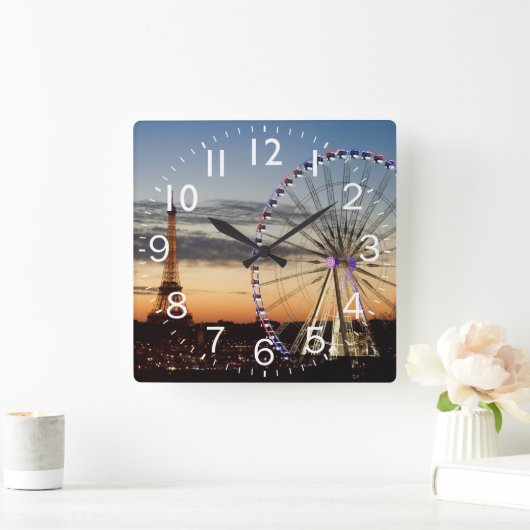 パリの夕日 スクエア壁時計 (ホーム)