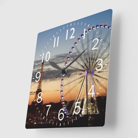 パリの夕日 スクエア壁時計 (傾斜)