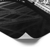 パリの夜の白黒エッフェル塔 ポスター (角)