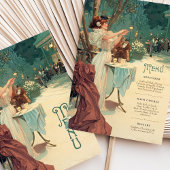 パリの夜アールヌーボー結婚のメニューカード 招待状