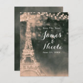 パリの夜 エッフェル塔とライト 保存日 案内ポストカード (正面/裏面)