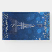 パリの夜 星の下で 青い銀のParty 横断幕 (横)