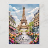 パリの夢の風景とエッフェルタワー ポストカード (正面)