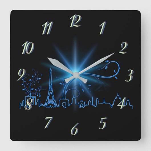 パリの大みそか スクエア壁時計 (正面)
