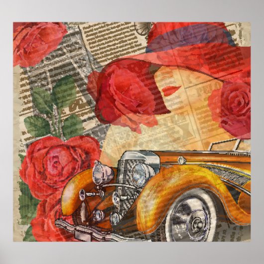 パリの女性:エッフェルタワーレトロ。 ポスター (正面)