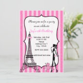 パリの女性 エッフェル塔 ピンクのプードル 招待状 (スタンド正面)