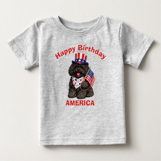 パリの子犬（2歳）愛国少年Tシャツ ベビーTシャツ (正面)