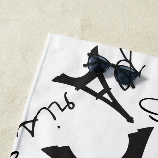 パリの完璧エッフェルタオル白黒 ビーチタオル (インサイチュ)