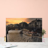 パリの川のウォールアート 街並み風景 日没 アクリルサイン (ウェディング)