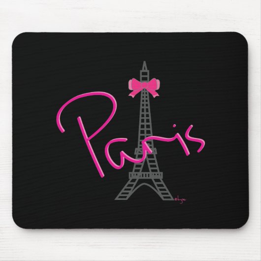 パリの弓トレンディーの黒のエッフェル塔 マウスパッド (正面)