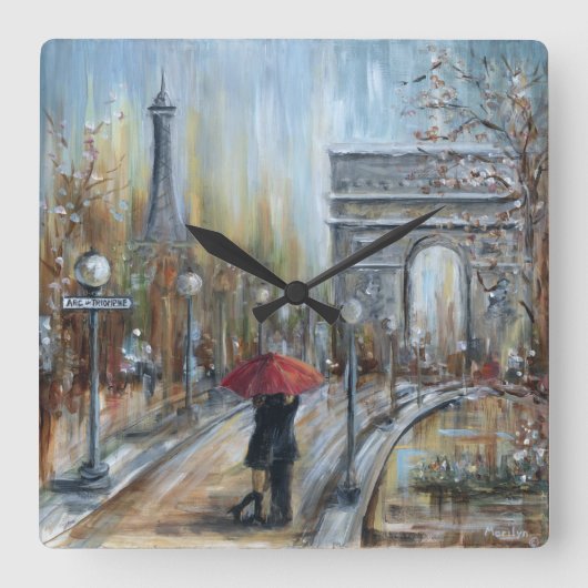パリの恋人 スクエア壁時計 (正面)