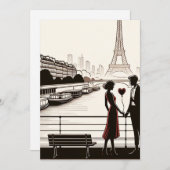 パリの愛のささやき - エッフェル塔のバレンタイン シーズンカード (正面/裏面)