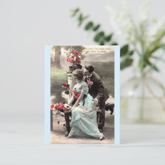 パリの愛の公園の着色ヴィンテージはがき ポストカード (スタンド正面)