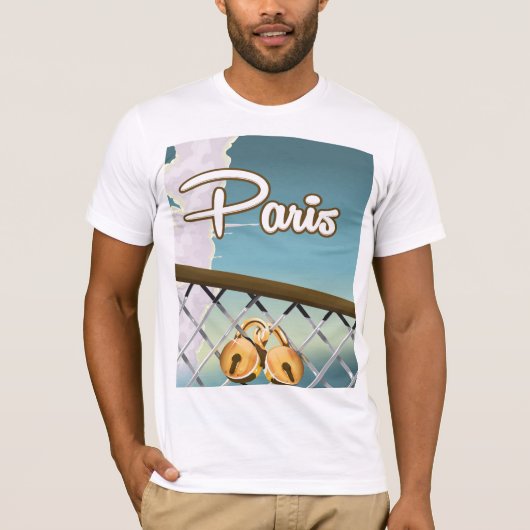 パリの愛の南京錠 Tシャツ (正面)