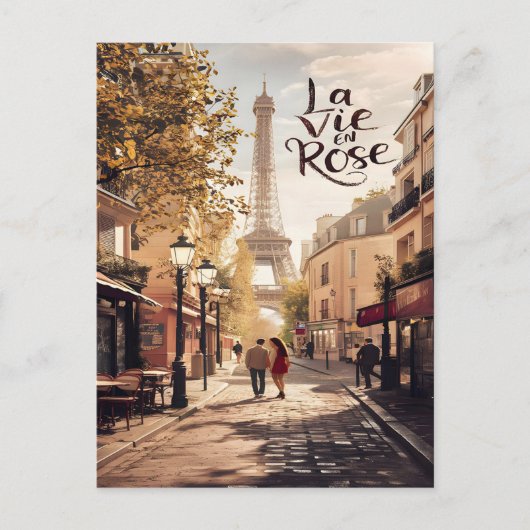 パリの愛の物語エッフェル塔と散歩 ポストカード (正面)
