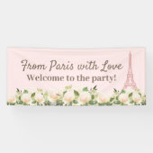 パリの愛を込めたエッフェル塔のピンクと白の花 横断幕 (横)