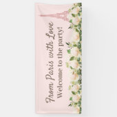 パリの愛 エッフェル塔 ピンク 白 花 横断幕 (縦)