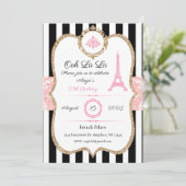 パリの招待状、カスタム、誕生日、結婚式前祝い、ベビーシャワー 招待状 (スタンド正面)