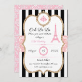 パリの招待状、カスタム、誕生日、結婚式前祝い、ベビーシャワー 招待状 (正面/裏面)