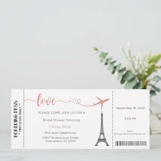 パリの招待状, パリのブライズシャワー 招待状 (スタンド正面)