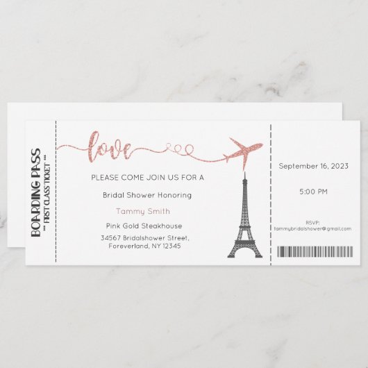 パリの招待状, パリのブライズシャワー 招待状 (正面/裏面)