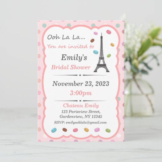 パリの招待状, フレンチ テーマの招待状, マカロン 招待状 (スタンド正面)