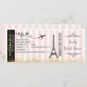 パリの搭乗券招待状, ウェディング, ベビー 招待状 (正面/裏面)