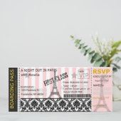 パリの搭乗券招待状, 結婚式, 誕生日 招待状 (スタンド正面)