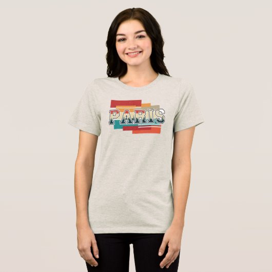 パリの文字とスカイライン トライブレンドTシャツ (正面全面)