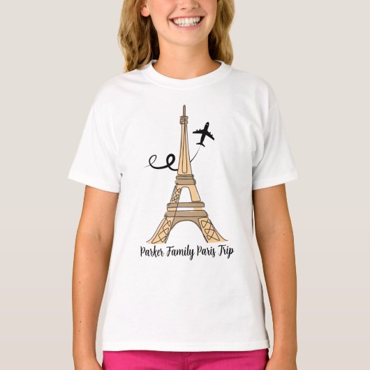パリの旅のエッフェル塔の子供服 Tシャツ (正面)
