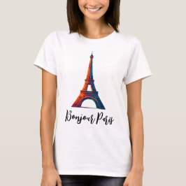 パリの旅のTシャツデザイン「ボンジュール パリ」 Tシャツ