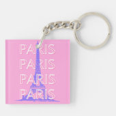 パリの旅行アート、旅行アート、ピンク キーホルダー (裏面)