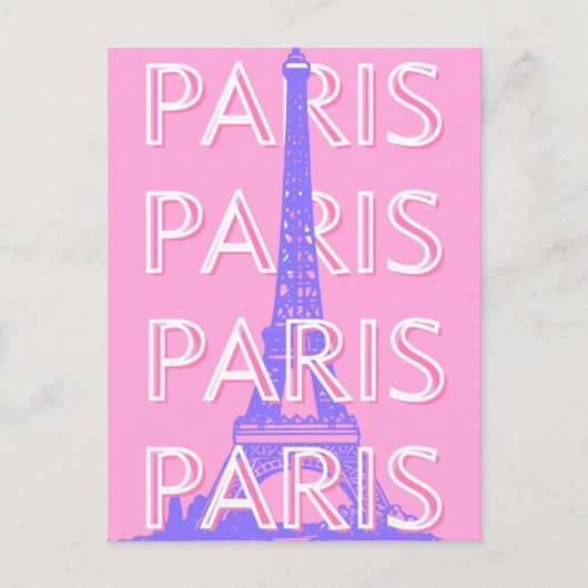 パリの旅行アート、旅行アート、ピンク シーズンポストカード (正面)