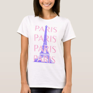 パリの旅行アート、旅行アート、ピンク Tシャツ