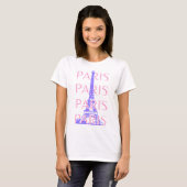 パリの旅行アート、旅行アート、ピンク Tシャツ (正面フル)