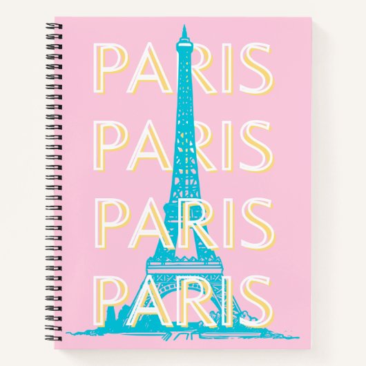 パリの旅行アート、旅行アート、名門私立校風のピンク ノートブック (正面)