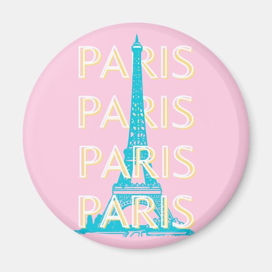 パリの旅行アート、旅行アート、名門私立校風のピンク マグネット (正面)