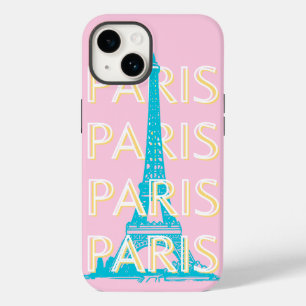 パリの旅行アート、旅行アート、名門私立校風のピンク Case-Mate iPhone 14ケース