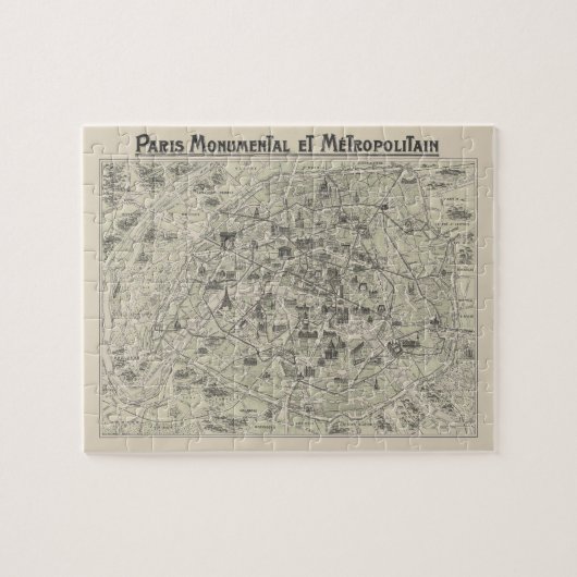 パリの旧地図 ジグソーパズル (横)