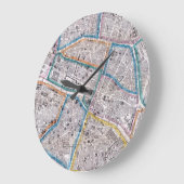 パリの旧式な地図 ラージ壁時計 (傾斜)