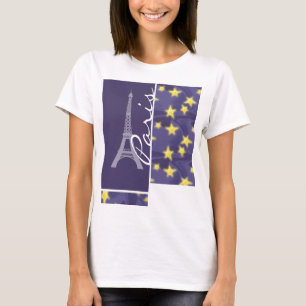 パリの星明かりの夜; エッフェル塔 Tシャツ