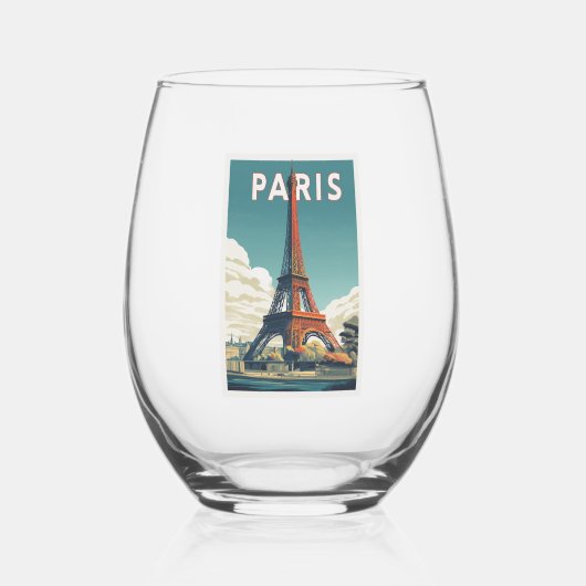 パリの景色を望みながらおしゃれにシップ！ ステムなしワイングラス (正面)