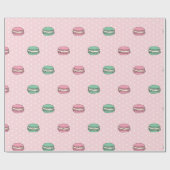 パリの月Macaronおよび水玉模様 ラッピングペーパー (フラット)