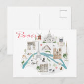 パリの有名なランドマーク ポストカード (正面/裏面)