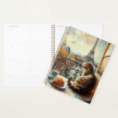 パリの朝 | ジンジャーキャット・アット・ア・カフェ プランナー手帳 (ディスプレー)