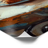 パリの朝 | ジンジャーキャット・アット・ア・カフェ ポスター (コーナー)