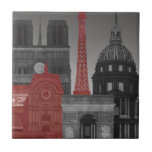 パリの標高（夜） – 赤 タイル<br><div class="desc">Fab著「Paris Elevations by Night Red」ファンキー. 夜間のパリの有名なランドマークを赤と灰色の配色で展示。</div>