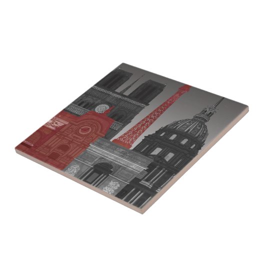 パリの標高（夜） – 赤 タイル (側面)